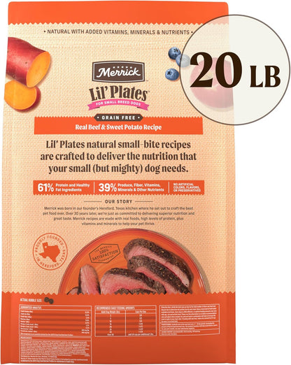 Lil' Plates Small Breed Dog Food, Grain Free Real Texas Beef and Sweet Potato Recipe, Small Dog Food - 20 Lb Bag