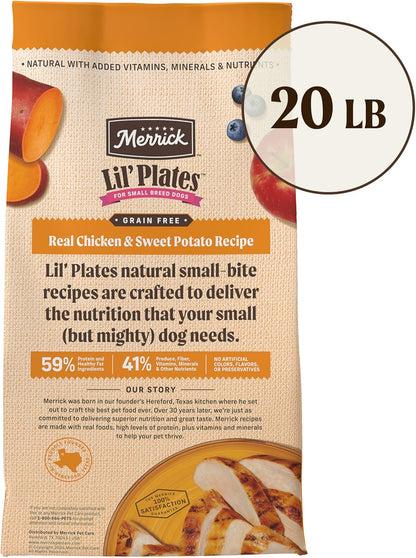 Lil' Plates Small Breed Dog Food, Grain Free Real Chicken and Sweet Potato Recipe, Small Dog Food - 20 Lb Bag