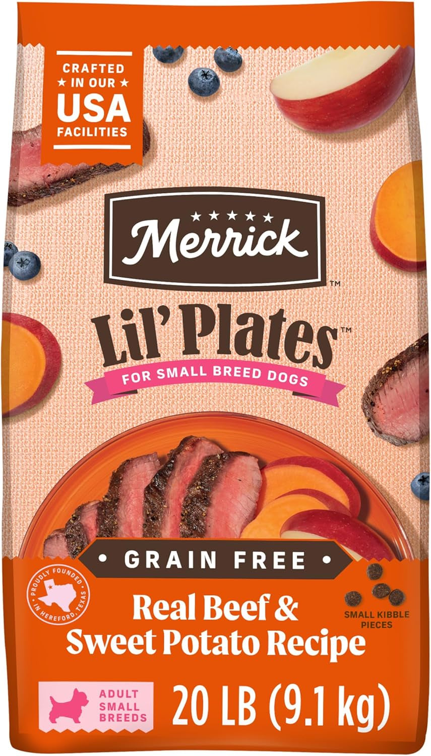 Lil' Plates Small Breed Dog Food, Grain Free Real Texas Beef and Sweet Potato Recipe, Small Dog Food - 20 Lb Bag
