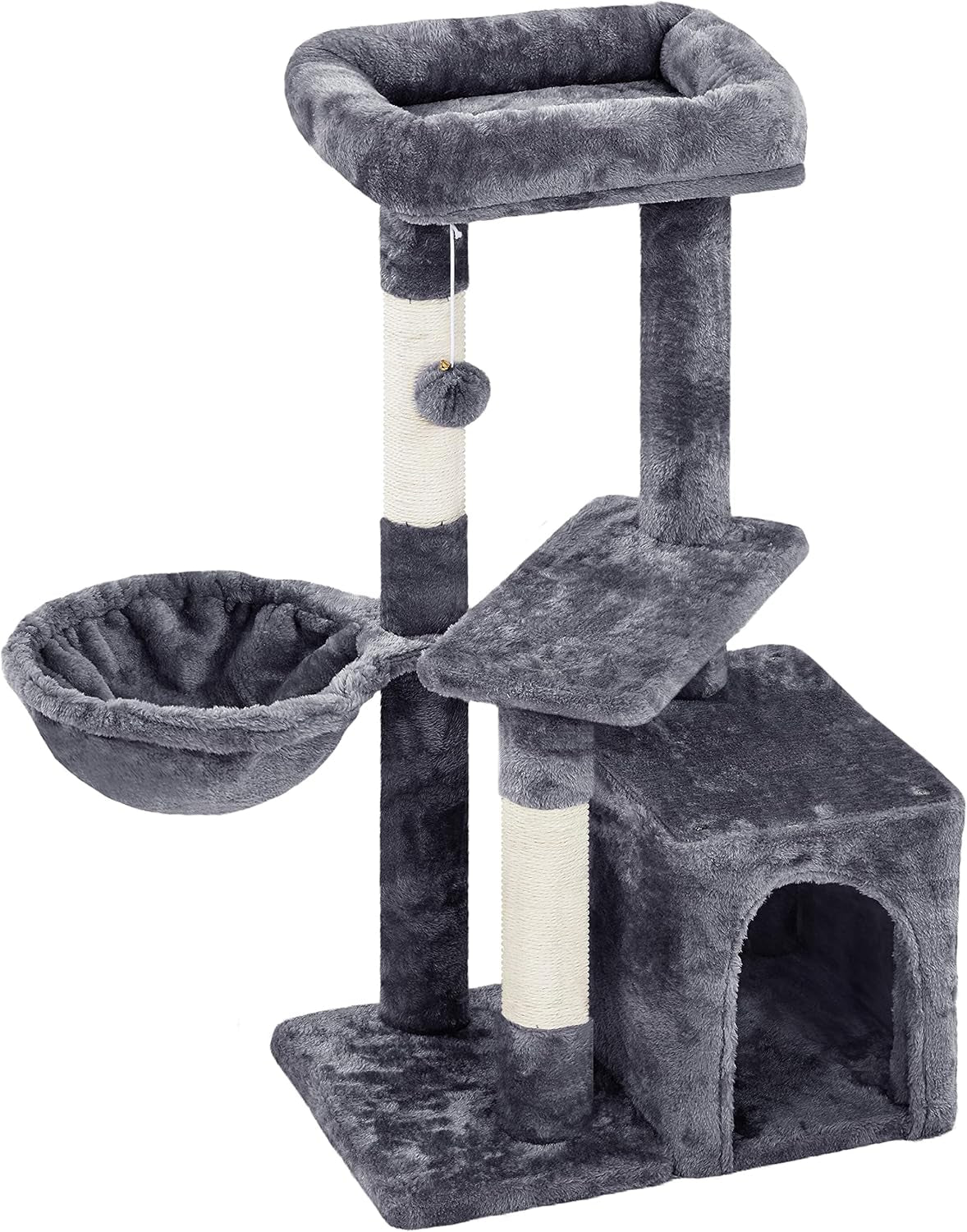 Cat Tree 33In Cat Tower, Multi-Level Cat Condo with Extra Scratch Boards and Sisal Posts as Kitty Activity Center